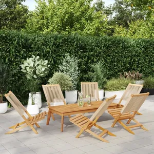 vidaXL Chaises de jardin pliantes lot de 6 beige bois d'acacia massif pas cher