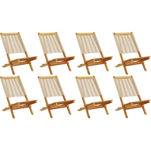 vidaXL Chaises de jardin pliantes lot de 8 beige bois d'acacia massif pas cher