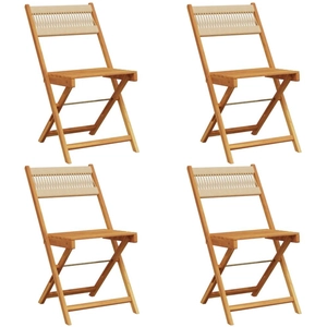vidaXL Chaises de jardin pliantes lot de 4 beige bois d'acacia massif pas cher