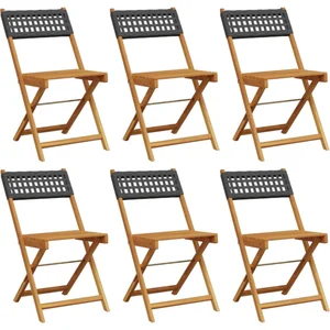 vidaXL Chaises de jardin pliantes lot de 6 noir poly rotin bois massif pas cher