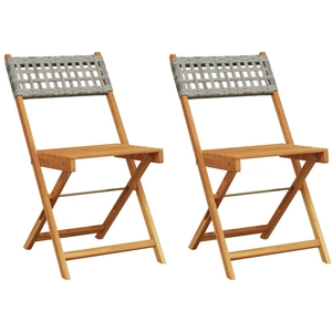 vidaXL Chaises de jardin pliantes lot de 4 gris poly rotin bois massif pas cher