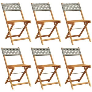 vidaXL Chaises de jardin pliantes lot de 6 gris poly rotin bois massif pas cher