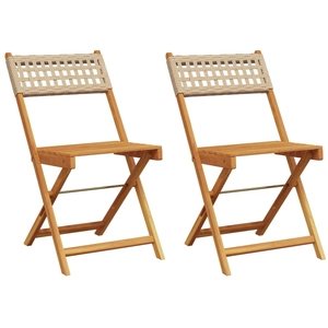 vidaXL Chaises de jardin pliantes lot de 4 beige rotin et bois massif pas cher