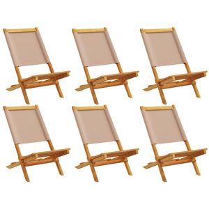 vidaXL Chaises de jardin pliantes lot de 8 taupe tissu et bois massif pas cher