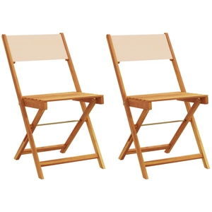 vidaXL Chaises de jardin pliantes lot de 4 beige tissu et bois massif pas cher