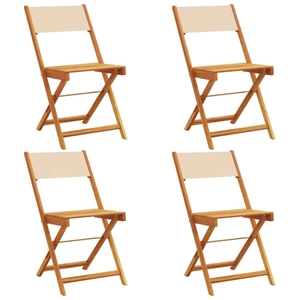 vidaXL Chaises de jardin pliantes lot de 6 beige tissu et bois massif pas cher