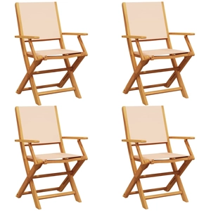 vidaXL Chaises de jardin pliantes lot de 6 beige tissu et bois massif pas cher
