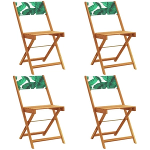 vidaXL Chaises de jardin pliantes lot de 4 vert tissu et bois massif pas cher
