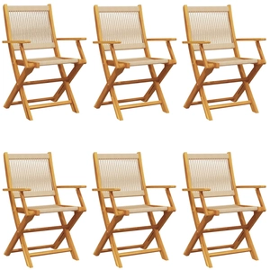 vidaXL Chaises de jardin pliantes lot de 8 beige bois d'acacia massif pas cher