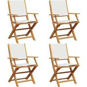 Comparateur de prix : vidaXL Chaises de jardin pliantes lot de 4 tissu et bois massif