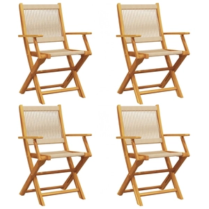 vidaXL Chaises de jardin pliantes lot de 6 beige bois d'acacia massif pas cher