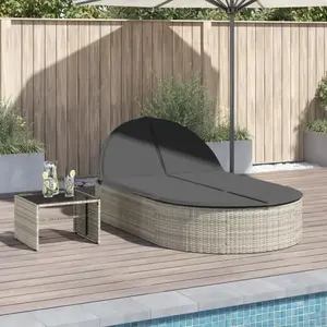 vidaXL Chaise longue double avec coussins gris clair résine tressée pas cher