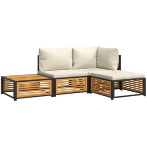 vidaXL Salon de jardin avec coussins 4 pcs bois d'acacia massif pas cher
