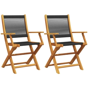 vidaXL Chaises de jardin pliantes lot de 4 noir bois d'acacia massif pas cher