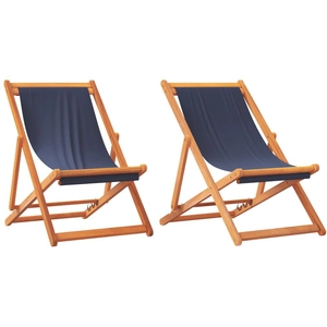 vidaXL Chaises de plage pliables lot de 2 bleu tissu pas cher
