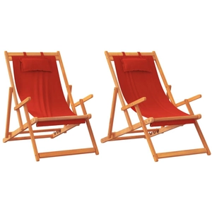 vidaXL Chaises de plage pliables lot de 2 rouge tissu pas cher
