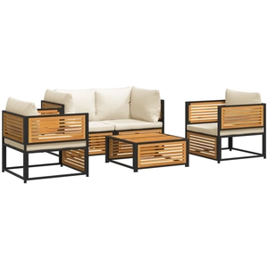 vidaXL Salon de jardin avec coussins 5 pcs Bois d'acacia solide pas cher