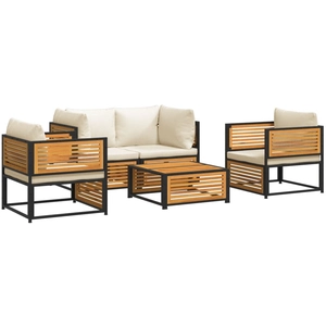 vidaXL Salon de jardin avec coussins 6 pcs bois d'acacia solide pas cher