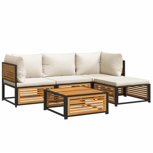 vidaXL Salon de jardin avec coussins 5 pcs Bois d'acacia solide pas cher