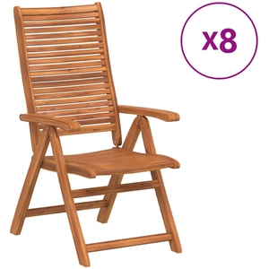 vidaXL Chaises inclinables de jardin lot de 8 bois massif acacia pas cher