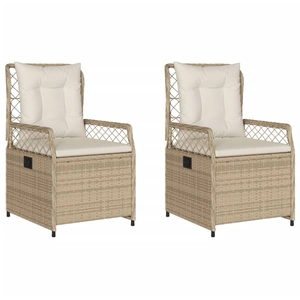 vidaXL Chaises inclinables de jardin lot de 2 beige résine tressée pas cher
