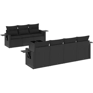 vidaXL Salon de jardin 8 pcs avec coussins noir résine tressée pas cher