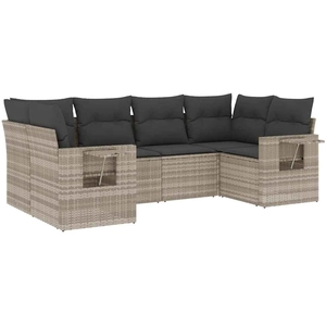 vidaXL Salon de jardin 6 pcs avec coussins gris clair résine tressée pas cher
