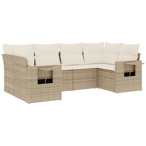 vidaXL Salon de jardin avec coussins 6 pcs beige résine tressée pas cher