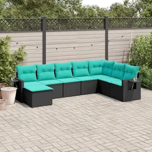 vidaXL Vidaxl Salon De Jardin 8 Pcs Avec Coussins Noir Résine Tressée pas cher