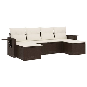 vidaXL Salon de jardin avec coussins 6 pcs marron résine tressée pas cher