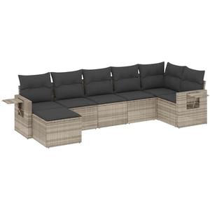 vidaXL Salon de jardin 8 pcs avec coussins gris clair résine tressée pas cher