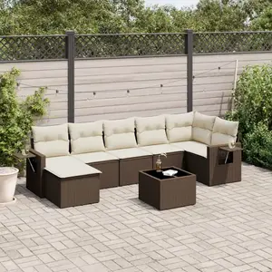 vidaXL - 8-delige - Loungeset - met - kussens - poly - rattan - bruin pas cher