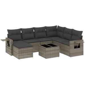 vidaXL Salon de jardin avec coussins 7 pcs gris résine tressée pas cher