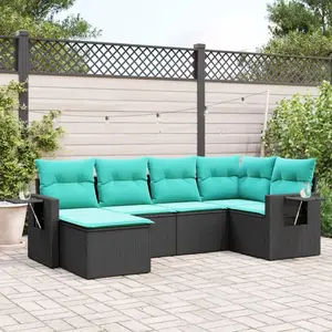 vidaXL Vidaxl Salon De Jardin 6 Pcs Avec Coussins Noir Résine Tressée pas cher