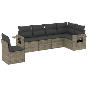 vidaXL Salon de jardin avec coussins 7 pcs gris résine tressée pas cher