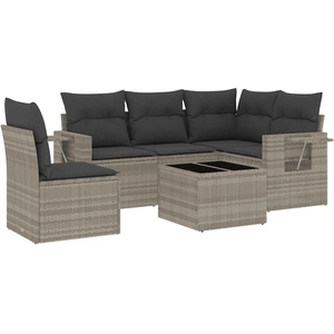 vidaXL Salon de jardin 6 pcs avec coussins gris clair résine tressée pas cher
