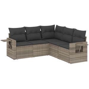 vidaXL Salon de jardin 6 pcs avec coussins gris clair résine tressée pas cher