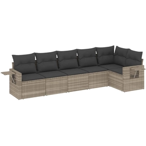 vidaXL Salon de jardin avec coussins 7 pcs gris clair résine tressée pas cher