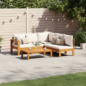 vidaXL Salon de jardin avec coussins 4 pcs bois d'acacia massif pas cher