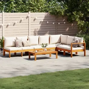 vidaXL Salon de jardin avec coussins 5 pcs Bois d'acacia solide pas cher