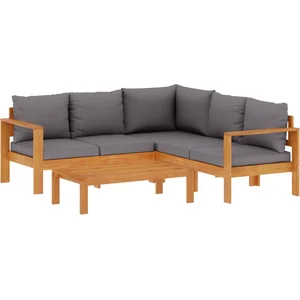 vidaXL Salon de jardin avec coussins 4 pcs bois d'acacia massif