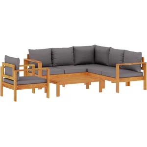 vidaXL Salon de jardin avec coussins 5 pcs Bois d'acacia solide pas cher