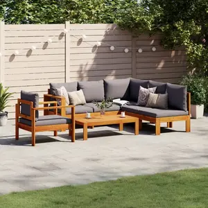 vidaXL Salon de jardin avec coussins 5 pcs Bois d'acacia solide pas cher