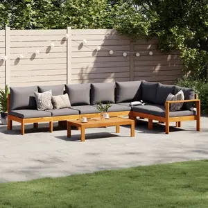 vidaXL Salon de jardin avec coussins 5 pcs Bois d'acacia solide pas cher