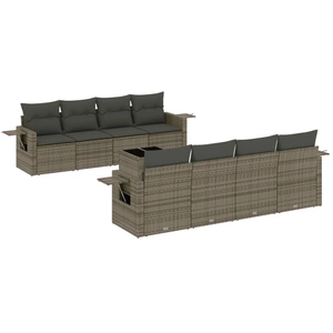 vidaXL Salon de jardin 9 pcs avec coussins gris clair résine tressée pas cher