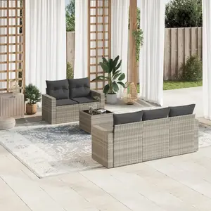 Comparateur de prix : vidaXL Salon de jardin 6 pcs avec coussins gris clair résine tressée