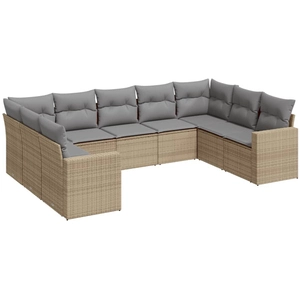 vidaXL Salon de jardin avec coussins 9 pcs beige résine tressée pas cher