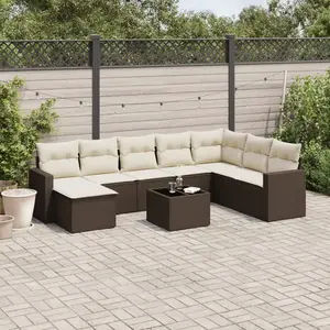 vidaXL - 9-delige - Loungeset - met - kussens - poly - rattan - bruin pas cher