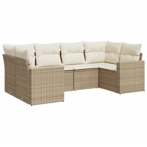 vidaXL Salon de jardin avec coussins 6 pcs beige résine tressée pas cher