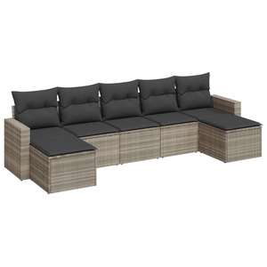 vidaXL Salon de jardin avec coussins 7 pcs gris clair résine tressée pas cher